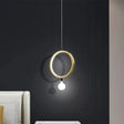 Minimal Led Hanging Lamp In Brass With Milk Glass Shade For Bedside Warm/White Light -