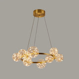 Minimal Living Room Led Chandelier - Gold Pendant Lighting With Clear Glass Orb Shade 9 / Natural