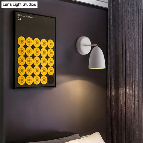 Minimalist 1-Bulb White Wall Sconce Light With Metal Shade