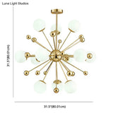 Minimalist 12-Light Cream Glass Pendant Light For Living Room - Golden Dandelion Chandelier