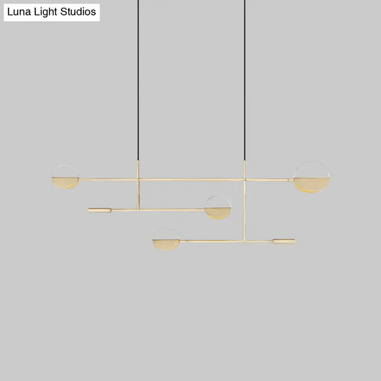 Minimalist 3-Arm Pendant Light With 4 Bulbs For Dining Room Island Gold