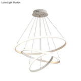 Minimalist 3-Head Led Acrylic Ceiling Suspension Chandelier - White/Coffee Small/Large