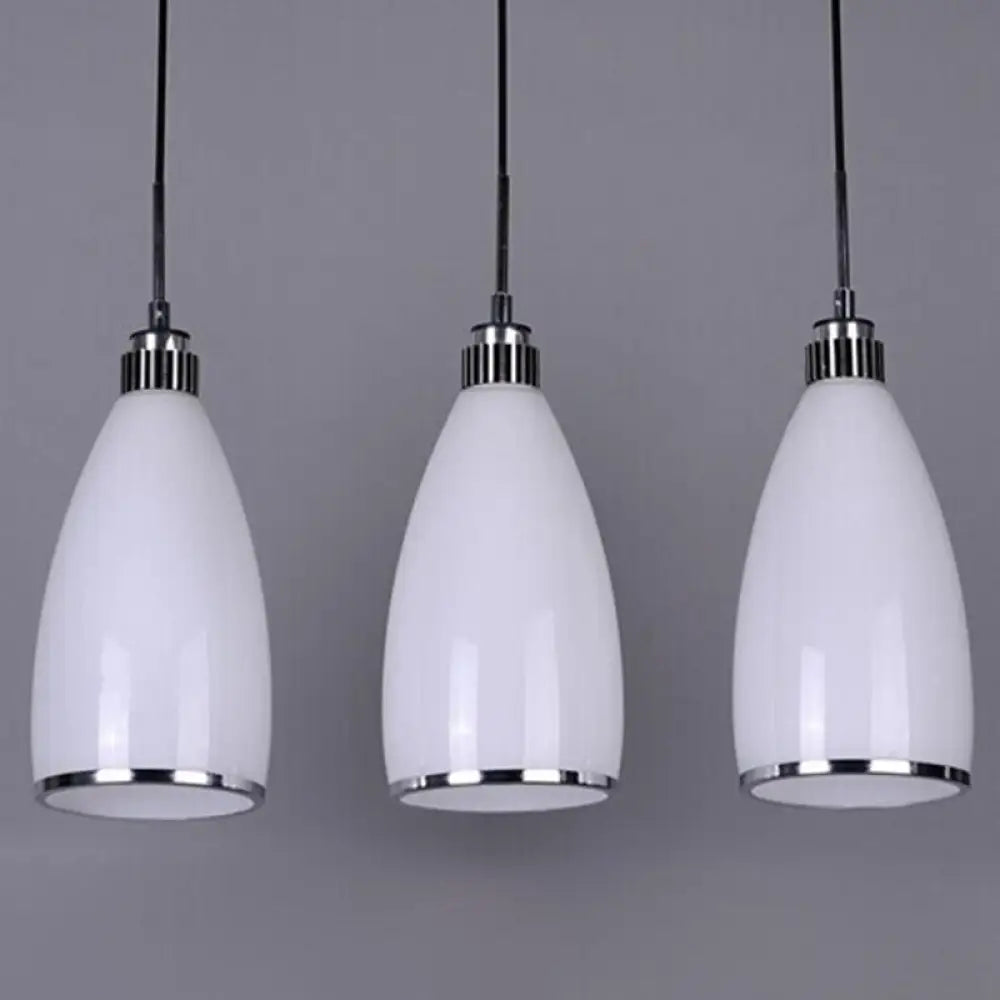 Minimalist 3-Light Satin Opal Glass Cluster Pendant In Chrome - Perfect For Dining Room / Linear