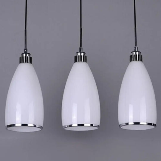 Minimalist 3-Light Satin Opal Glass Cluster Pendant In Chrome - Perfect For Dining Room / Linear