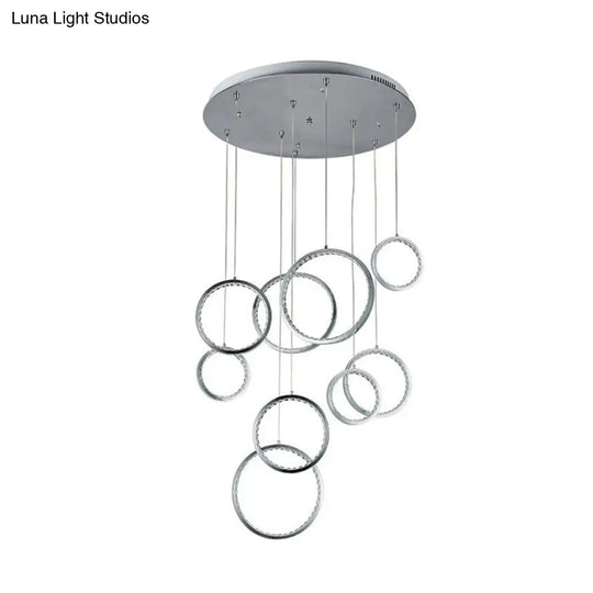 Minimalist Circle Crystal Pendant Light With 9 Warm Lights