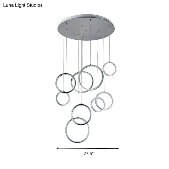 Minimalist Circle Crystal Pendant Light With 9 Warm Lights
