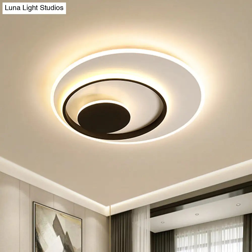 Minimalist Acrylic Circle Ceiling Led Flush Mount Light In White/Warm 16’/19.5’ Wide