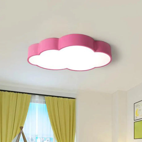 Minimalist Acrylic Flush Light With Led Cloud Shade For Nursery - Ceiling Fixture Pink / Warm