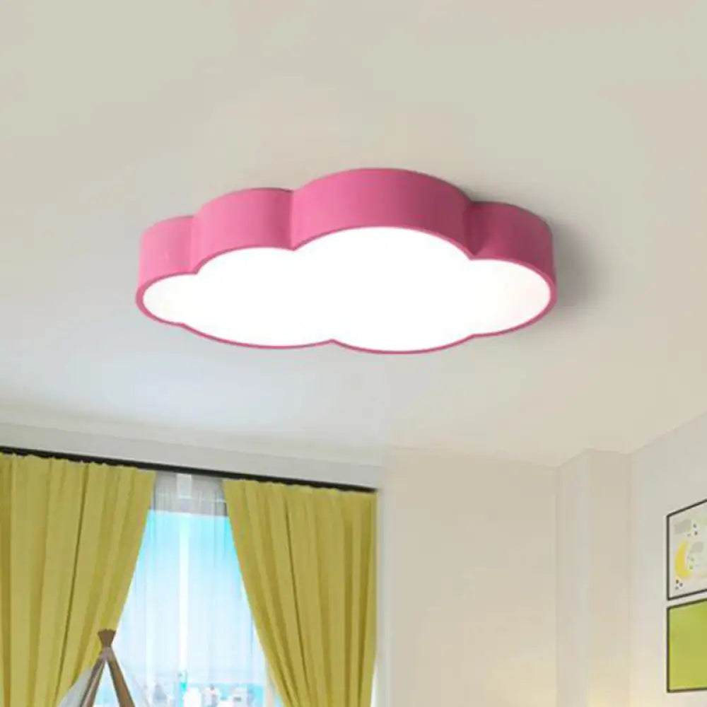 Minimalist Acrylic Flush Light With Led Cloud Shade For Nursery - Ceiling Fixture Pink / Warm