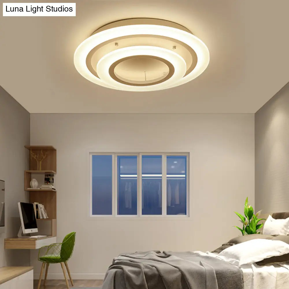 Minimalist Acrylic Flush Mount Led Ceiling Lamp - Multi-Layer 2/3/4-Head Warm/White Light 2 / White