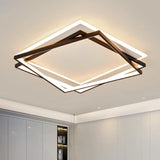 Minimalist Acrylic Led Flush Mount Light: Stacked Square Design In Black For Bedroom / 18’