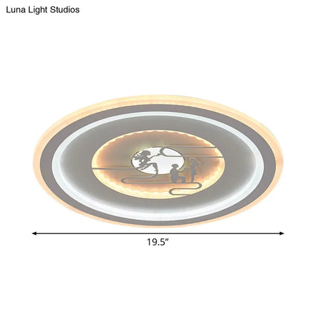 Minimalist Acrylic Led Flush Mount With Unique Lovers Pattern