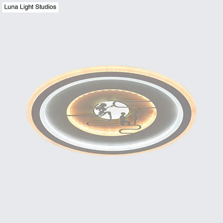 Minimalist Acrylic Led Flush Mount With Unique Lovers Pattern