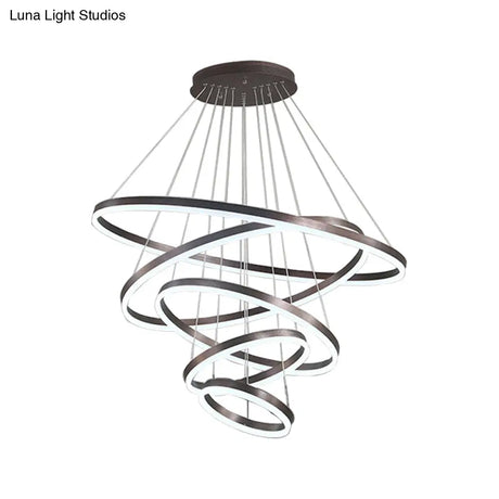 Minimalist Acrylic Loop Chandelier Led Suspension Light - Elegant Coffee Finish