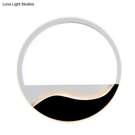 Minimalist Acrylic Ring Sconce Light Fixture - White/Black Led Wall Mounted Lamp