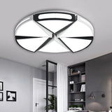 Minimalist Acrylic Triangle Flush Light With Warm/White Led Black / 16’ White