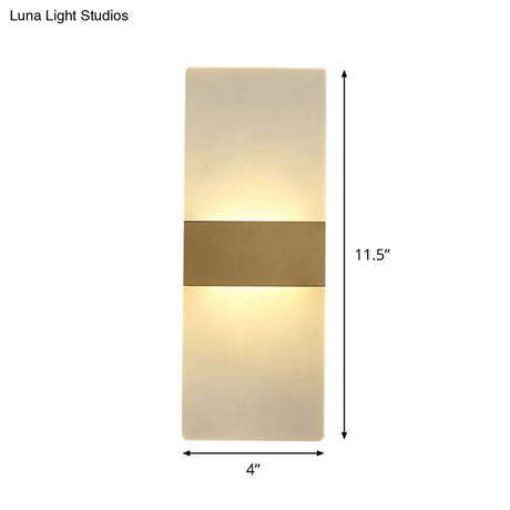 Minimalist Acrylic Wall Sconce With Gold Band And Warm/White Light - Perfect For Bedside