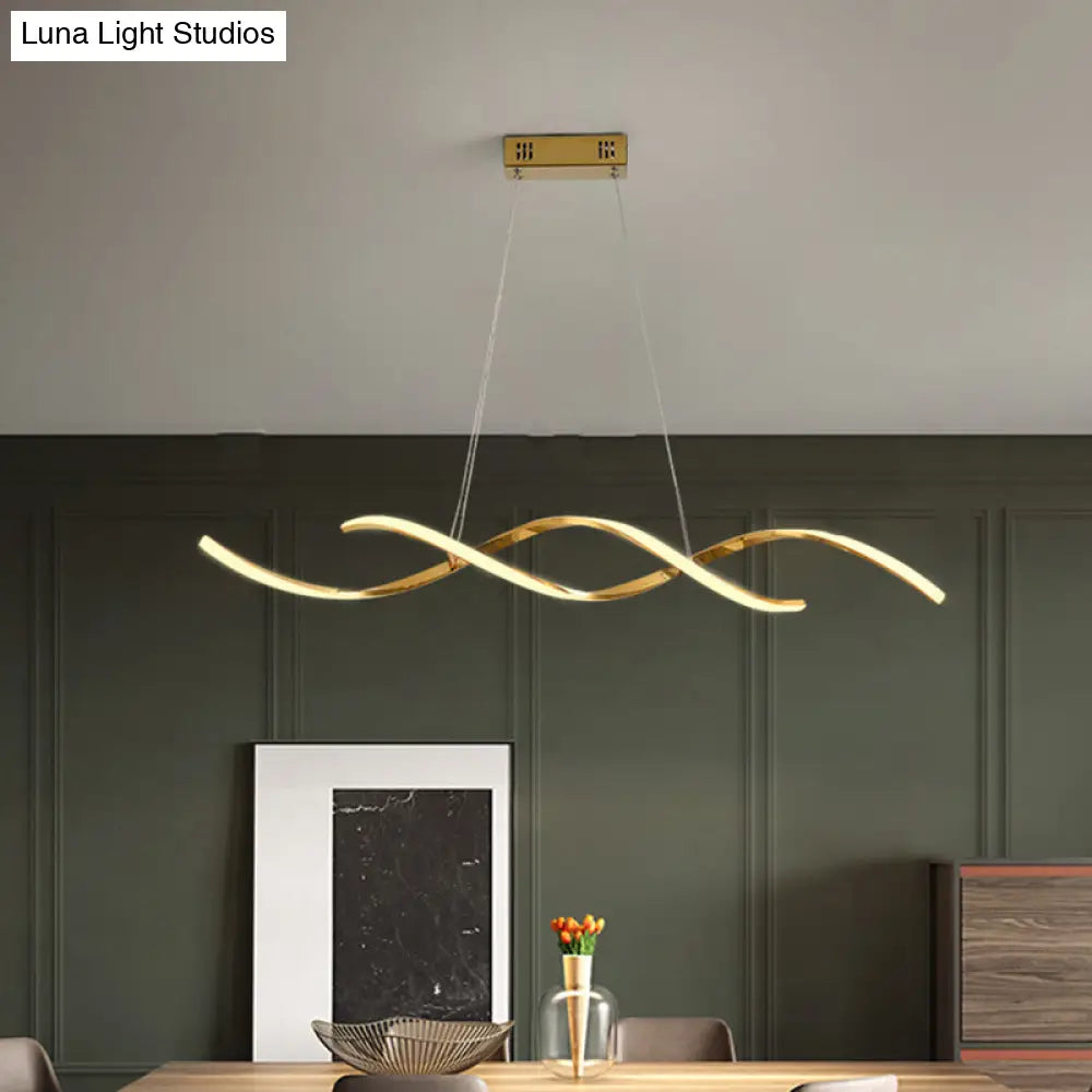 Minimalist Aluminum Wave Shaped Pendant Light - Adjustable Cord Led Island Lighting