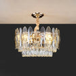 Minimalist Artistic Tiered Chandelier With Clear K9 Crystal And Gold Pendant Light 8 /
