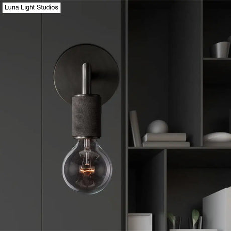 Minimalist Bare Bulb Metal Wall Lighting - 1/2-Light Indoor Sconce Lamp Black/Brass/Chrome Square