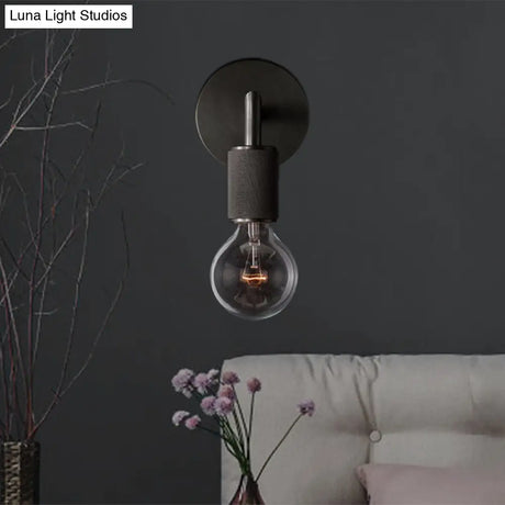 Minimalist Bare Bulb Metal Wall Lighting - 1/2-Light Indoor Sconce Lamp Black/Brass/Chrome Square