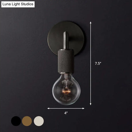 Minimalist Bare Bulb Metal Wall Lighting - 1/2-Light Indoor Sconce Lamp Black/Brass/Chrome Square