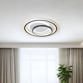 Minimalist Bedroom Led Ceiling Lamp: Multi - Square/Round/Rectangle Flush Light In Black Or White