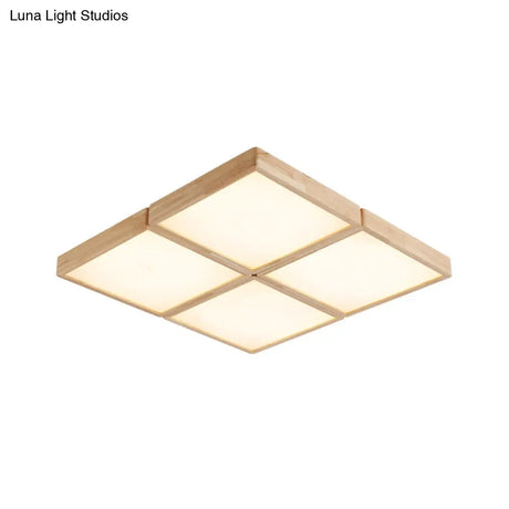 Minimalist Beige Geometric Flush Mount Ceiling Light With Acrylic Diffuser - 4/6 Lights