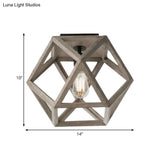 Minimalist Beige Wooden Ceiling Light With Candle - Like Bulb - Flush Mount Fixture