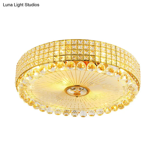 Minimalist Beveled Crystal Led Ceiling Light Silver/Gold Flush Mount Circle 16/23.5 Inch Dia Gold /