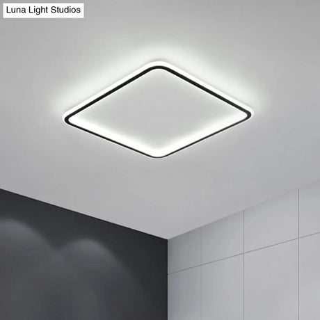 Minimalist Black Aluminum Led Ceiling Lamp In 3 Sizes: Slim Flush Mount For Stylish Bedroom Lighting