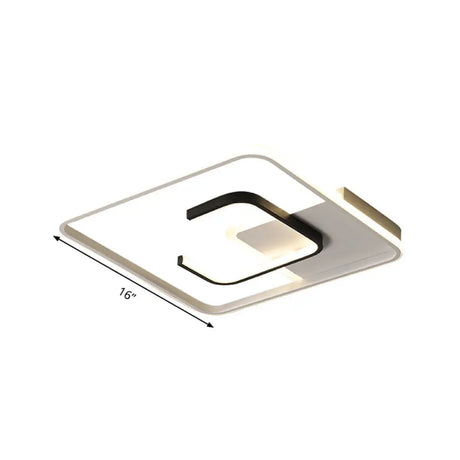 Minimalist Black And White Led Ceiling Light With Remote Control Stepless Dimming - 16/19.5 Wide
