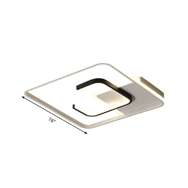 Minimalist Black And White Led Ceiling Light With Remote Control Stepless Dimming - 16/19.5 Wide