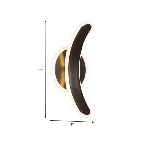 Minimalist Black Bend Led Wall Sconce - Acrylic Mounted Lamp In White/Warm Light