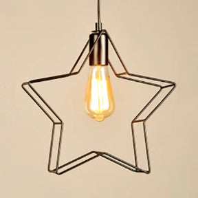 Minimalist Black/Bronze Metal Wire Pendant Lighting For Living Room - Star Ceiling Hanging Light