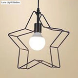 Minimalist Black/Bronze Metal Wire Pendant Lighting For Living Room - Star Ceiling Hanging Light