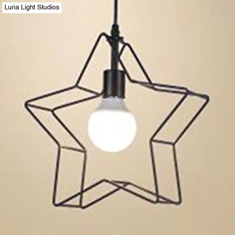 Minimalist Black/Bronze Metal Wire Pendant Lighting For Living Room - Star Ceiling Hanging Light