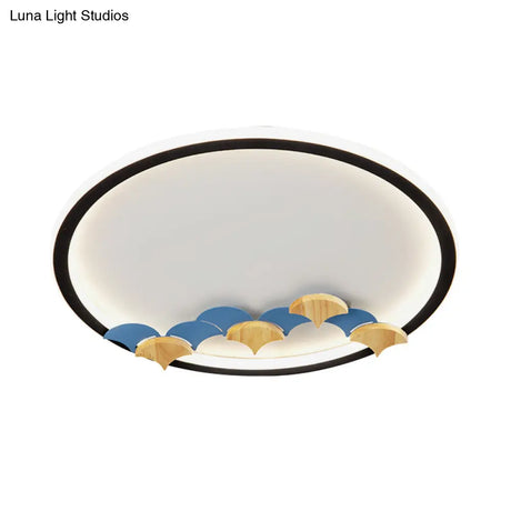 Minimalist Black Ceiling Mounted Led Flush Lamp With Leaf/Geometric Deco - Round/Square Design