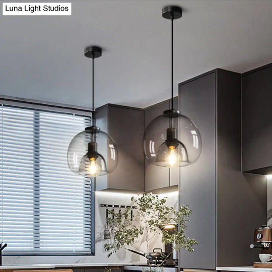 Minimalist Black Glass Pendant Light For Modern Dining Rooms