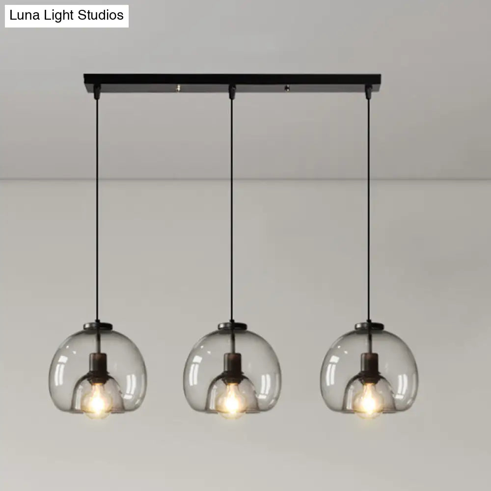Minimalist Black Glass Pendant Light For Modern Dining Rooms / Linear