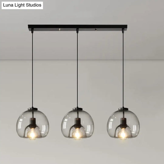 Minimalist Black Glass Pendant Light For Modern Dining Rooms / Linear