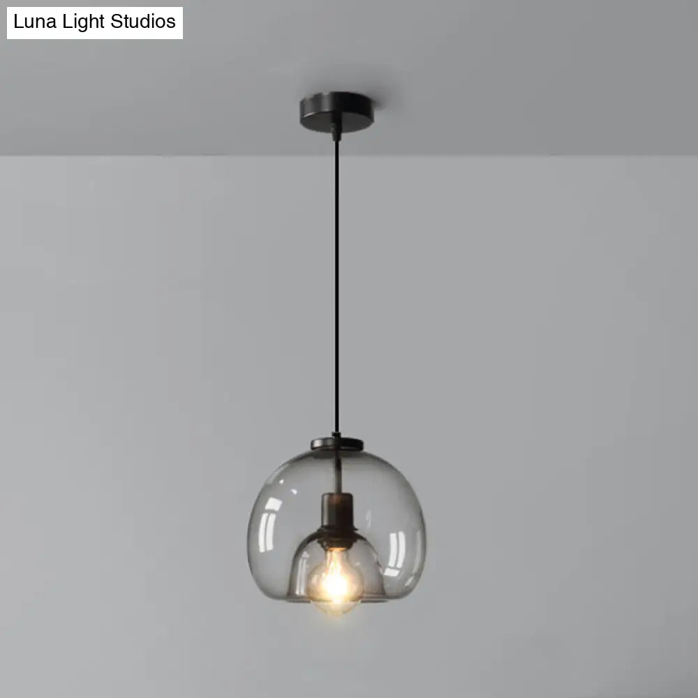 Minimalist Black Glass Pendant Light For Modern Dining Rooms / Round