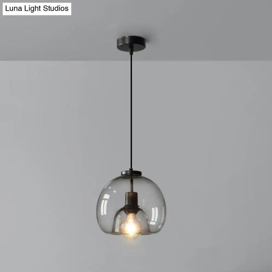 Minimalist Black Glass Pendant Light For Modern Dining Rooms / Round