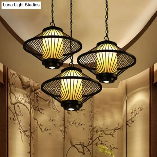 Minimalist Black Iron Cage Pendant Light Fixture With Tapered Design