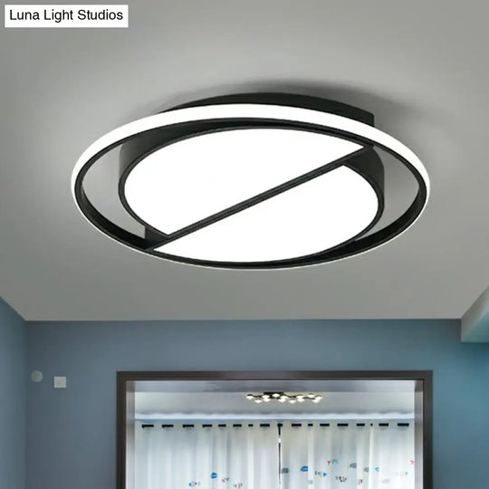 Minimalist Black Led Acrylic Flush Ceiling Lamp - Stylish Flushmount For Living Room / 16.5 White