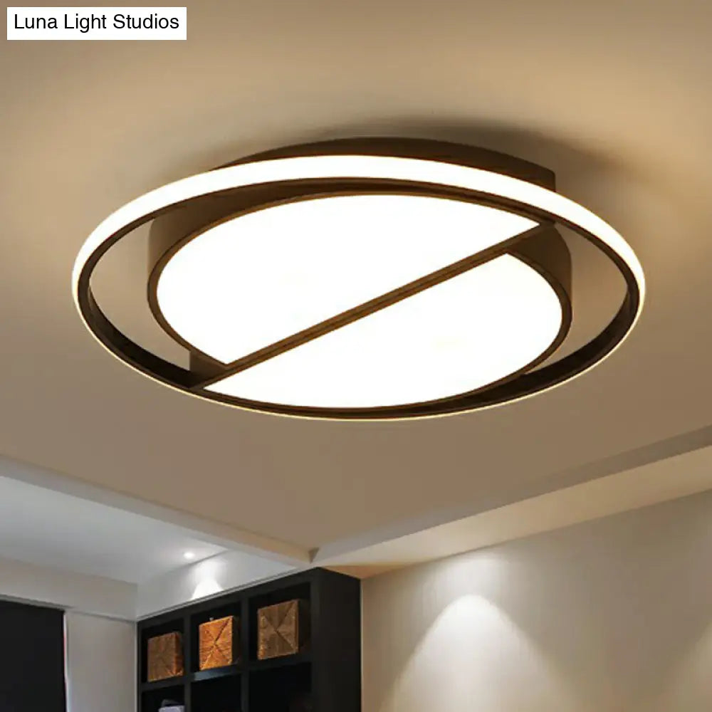 Minimalist Black Led Acrylic Flush Ceiling Lamp - Stylish Flushmount For Living Room
