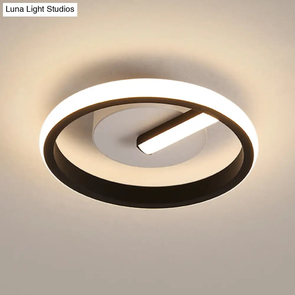 Minimalist Black Led Ceiling Flush Mount Light With Circle Metal Shade