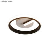 Minimalist Black Led Ceiling Flush Mount Light With Circle Metal Shade