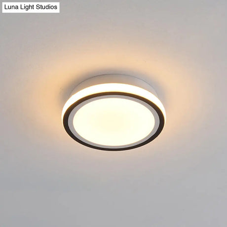 Minimalist Black Led Corridor Ceiling Flush Light With Versatile Metal Shade In White/3 Color