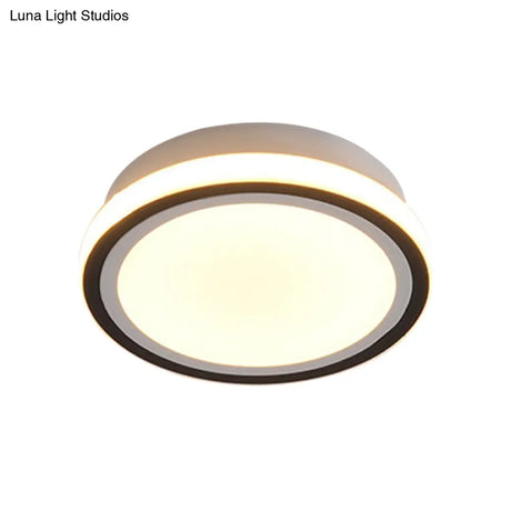 Minimalist Black Led Corridor Ceiling Flush Light With Versatile Metal Shade In White/3 Color